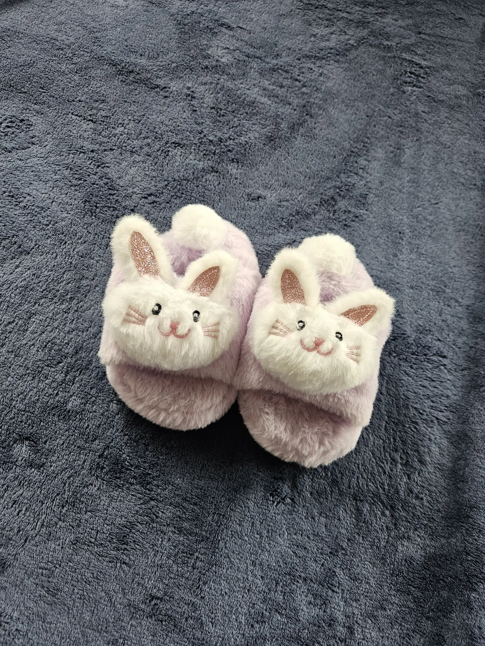 Plush Bunny Slide Slippers for Kids - Lavender